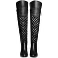 thumbnail image 2 of Ferwind Women's Over-the-knee Boots Quilted Stiches High-Low Shaft Low Heels Adult Black  8, 2 of 7