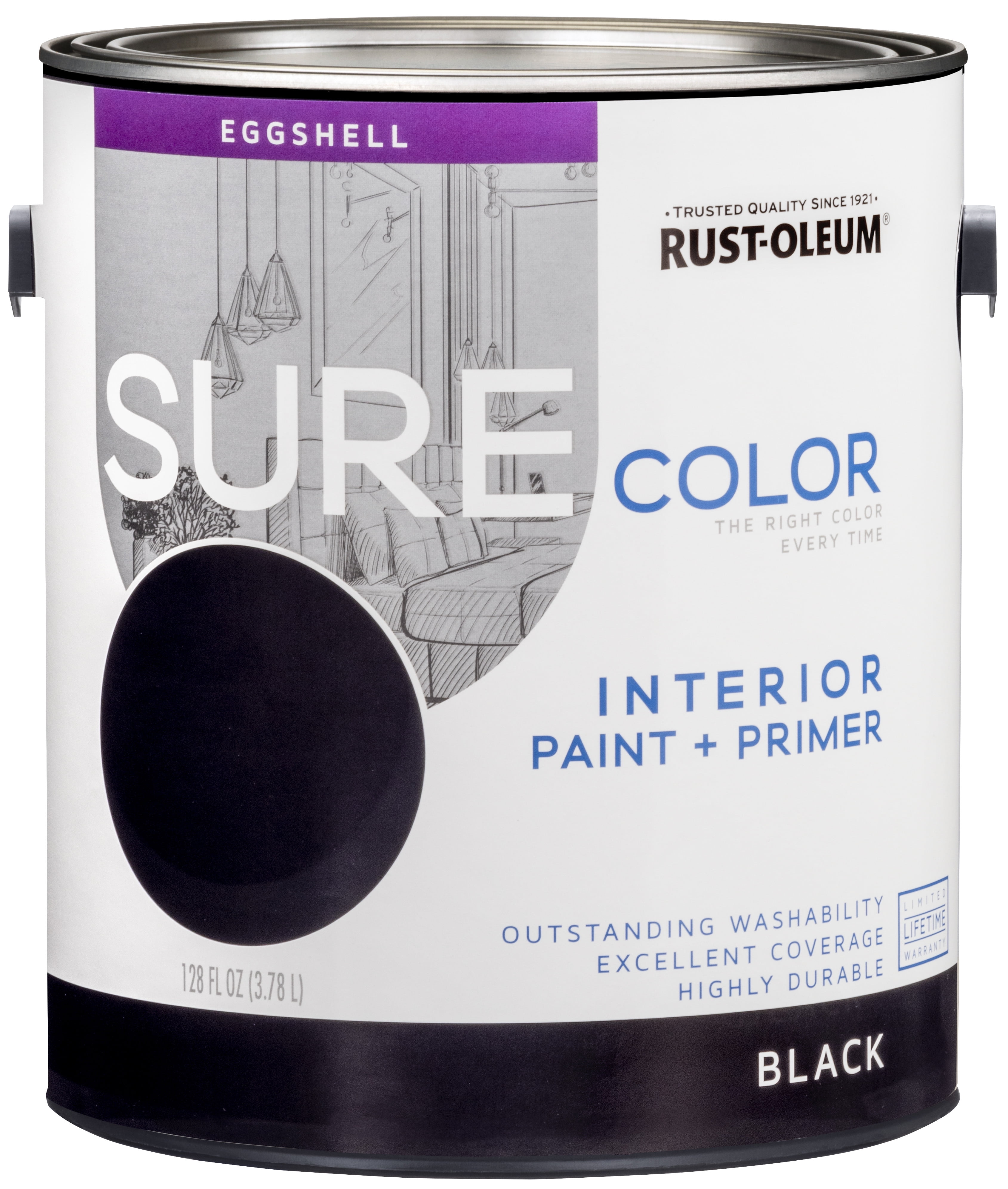 Black, RustOleum Sure Color Interior Paint + Primer, Eggshell Finish