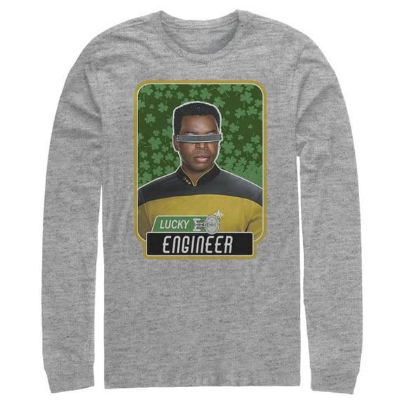 Men's Star Trek: The Next Generation St. Patrick's Day Lucky Engineer La Forge  Long Sleeve Shirt Athletic Heather X Large