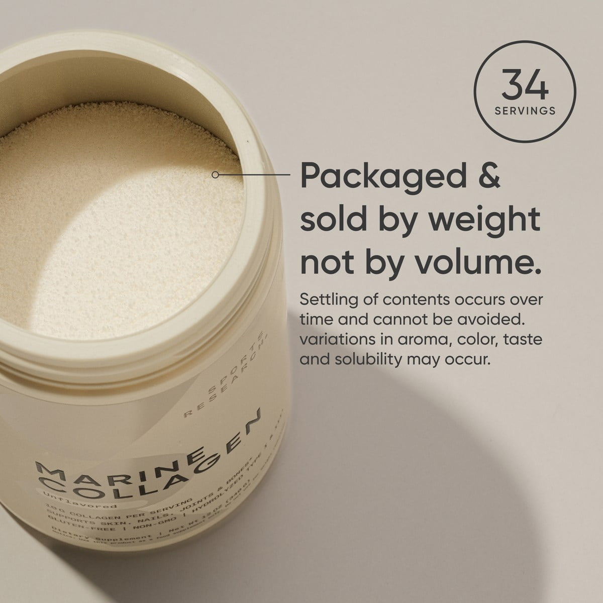Sports Research® Marine Collagen Peptides Powder - Sourced from Wild-Caught Fish Keto Certified (34 Servings)
