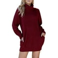 thumbnail image 2 of Women's Loose Oversize Turtleneck Wool Long Pullover Sweater Dress, 2 of 5