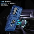 thumbnail image 6 of Rugged for Samsung Galaxy A36 5G Case with Camera Lens Sliding Cover Protective Phone Case with Rotated Ring Stand, Heavy Duty Shockproof Magnetic Car Mount Case for Galaxy A36 5G, Blue, 6 of 10