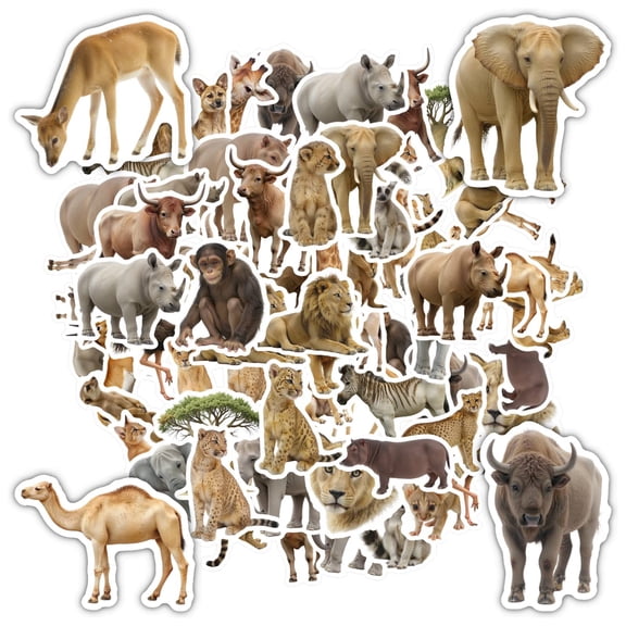 35pcs Cartoon Animal Stickers PVC Safari Stickers Kids Stickers Animal Decals for Suitcase Fridge