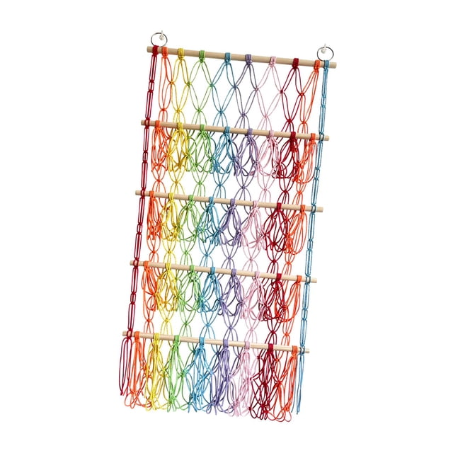 Transemion Wall Hanging Organizer Plush Toy Storage Animal Pink Net Toy Hammock Ball Stuffed Multicolor 105x52cm