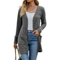 thumbnail image 4 of BODOAO Women's Open Front Lightweight Cardigan Long Sleeve Button Down Loose Outwear Old Times Cardigans Elegant Ribbed Cardigan Long Sleeve Button Placket with Pockets Knitted Cardigan Dark Gray S, 4 of 8