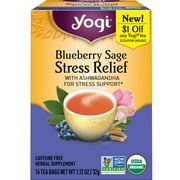 Yogi Tea, Blueberry Sage Stress Relief, Caffeine-Free Herbal Tea Bags, 16 Count