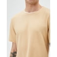 thumbnail image 5 of Cloth Detail Crew Neck Slim Fit Textured Basic T-Shirt, 5 of 6