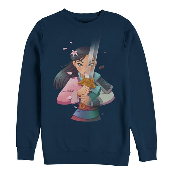 Men's Mulan Anime Reflection  Sweatshirt Navy Blue Medium