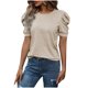 thumbnail image 4 of Tops Largos para Leggings Suelto Color Sólido Cuello Redondo Parche de Manga Corta, Blusa de Verano Casual de las Mujeres para Diario, 4 of 7