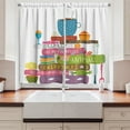 thumbnail image 2 of Ambesonne Tea Kitchen Curtains, Cup on a Pile of Fantasy Books, 55"x39", Multicolor, 2 of 3
