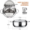 thumbnail image 3 of Deep Fryer Pot, 11 Inch/4.2 L Janpanese Style Tempura Frying Pot with Lid, 304 Stainless Steel with Temperature Control and Oil Drip Drainer Rack, for Kitchen  Fries, Chicken etc, 3 of 6
