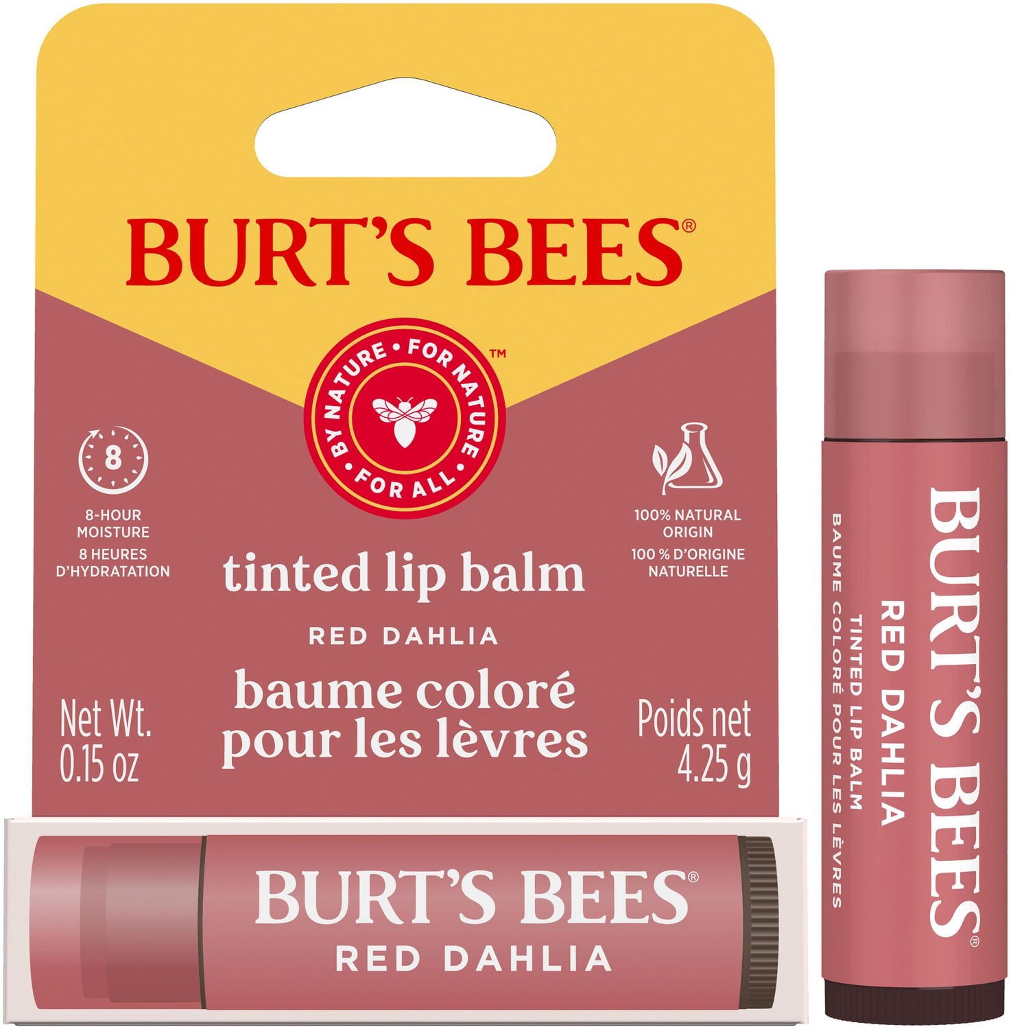 Burt's Bees 100% Natural Origin Moisturizing Tinted Lip Balm, Red Dahlia with Shea Butter, Tinted Lip Balm, Red Dahlia