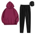 thumbnail image 3 of Wlynlyn Sweatsuits for Women 2 Piece Color Block Tracksuits Fleece Lined Comfy Loungewear Matching Lounge Sets, 3 of 7