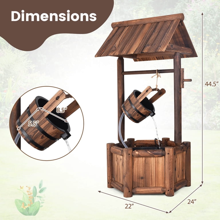 Costway Rustic Wishing Well Water Fountain photo 3
