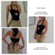 thumbnail image 5 of Body Halter para Mujer, Moda, Delgado, Suave, Elasticidad, Color Puro, Body con V Profundo, Top de Tubo para Trabajo de Oficina, Vida Diaria, Negro M, 5 of 6