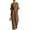 Brown #001, variant on Women's Summer V-Neck Wide-Leg Jumpsuits, Batwing Sleeve Ruched Waist Maxi Jumpsuits, M