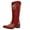 Red, variant on Womens Knee High Boots Snip Toe Chunky Heel Embroidered Pull on Wedding Dress Cowboy Cowgirl Western Boots