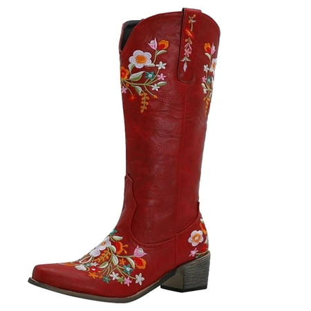 

Women Fashion Waterproof Snow Boots Womens Slouchy Knee High Boots Pointy Toe Side Zipper Mid Heel Boots