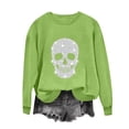 thumbnail image 5 of DIOAZUD Women's Halloween Sweatshirts Plus Size Skeleton Graphic Pullovers Soft Work Round Neck Long Sleeve Sweater Tops Halloween Clothes Mint Green S-XXL, 5 of 5
