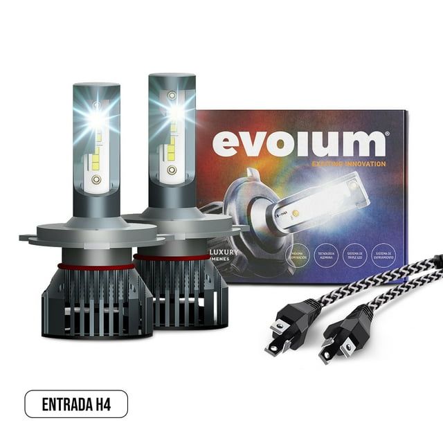 Luces Led para Auto - EVOLUM - Modelo Ultra Luxury 14,000 lúmenes - Resistencia al Agua - Haz de luz Perfecto: Luz Blanca (H4)