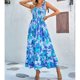 thumbnail image 5 of Maxi vestido fruncido estampado correa plisada moda elegante mujer Maxi vestido para fiesta de citas, 5 of 8