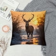 thumbnail image 2 of Pratyus Deer Water Sunset Modern Farmhouse Rustic Decorative Couch Pillow Cases with Zipper Home Decor Square Summer High-Quality 1PC 24x24in, 2 of 5