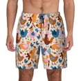thumbnail image 2 of Picia Cute Chickens pattern Mens Swim Trunks with Compression Liner Stretch Beach Shorts Quick Dry with Zipper Pockets No-Chafing Board Shorts-, 2 of 9
