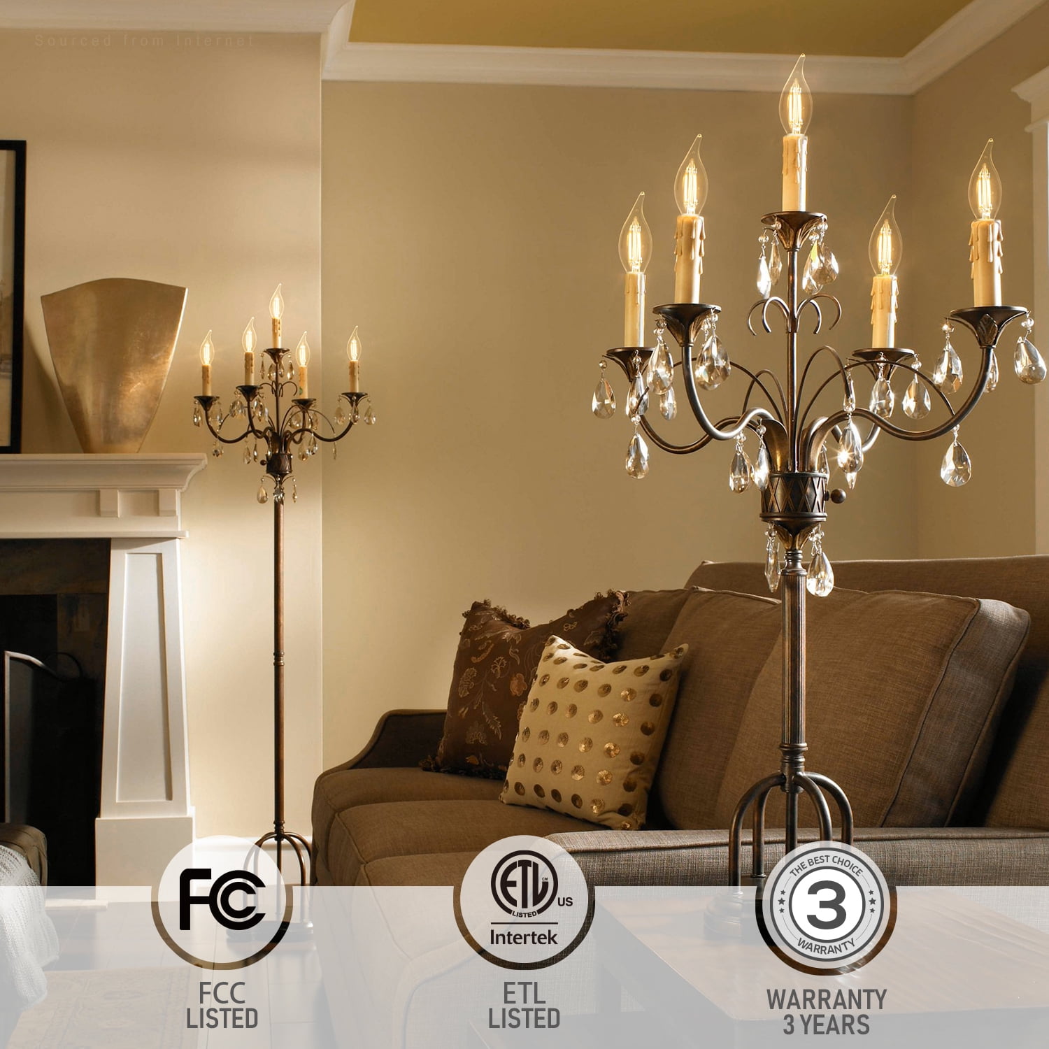 6 Pack Dimmable E12 LED Candelabra Bulbs, Chandelier Light Bulbs CA11, FCC&ETL Listed, Flame Tip Light Bulbs, 5.5W(60W Eqv.), Ceiling Fan Light Bulb, Clear Glass, 2700K Soft White
