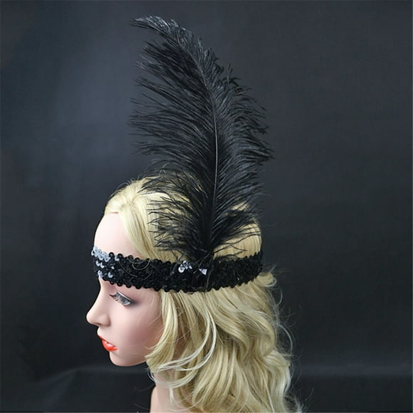 Black Heardband Great Headpiece Headdress Headband Flapper Headband