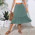 thumbnail image 6 of Women’s Midi Skirt with Elastic Waistband Drawstring Ruffle Hem Flowy Lightweight Casual Skirt with Pockets for Daily Wear Mint Green M, 6 of 6