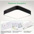 thumbnail image 2 of Lámpara de techo LED 24W, 1800 lúmenes 6000 K blanco frío, 220 V 16 LED, negro, cuadrado, práctica lámpara de techo LED para baño, salón, garaje, pasillo, armario, sótano, escalera, oficina, 2 of 5