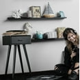 thumbnail image 2 of Wallniture Denver 46" Floating Picture Ledge Wall Shelf Hanging Bookshelf Modern Decor Vinyl Record Storage, Black, 2 of 9