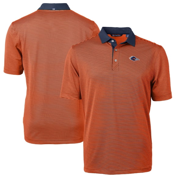 Men's Cutter & Buck  Orange UTSA Roadrunners  Virtue Eco Pique Micro Stripe Recycled Polo