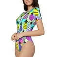 thumbnail image 2 of Easygdp Graffiti Pineapples Women's One-Piece Swimsuit Slim Fit Crew Neck Bodysuit Athletic Swimwear with Concealed Buckle - Small, 2 of 9
