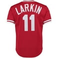 thumbnail image 3 of Men's Mitchell & Ness Barry Larkin Red Cincinnati Reds Cooperstown Collection Mesh Batting Practice Button-Up Jersey, 3 of 3