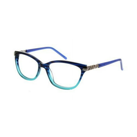 ELLEN TRACY Eyeglasses DHAKA Blue Horn 52MM