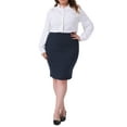 thumbnail image 2 of Agnes Orinda Women's Plus Size Bodycon Skirt Mini High Waist Above Knee Basic Pencil Skirt 1X Navy Blue, 2 of 7
