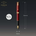 thumbnail image 3 of Parker Sonnet Fountain Pen | Red Lacquer with Gold Trim | Medium Nib | Gift Box, 3 of 8