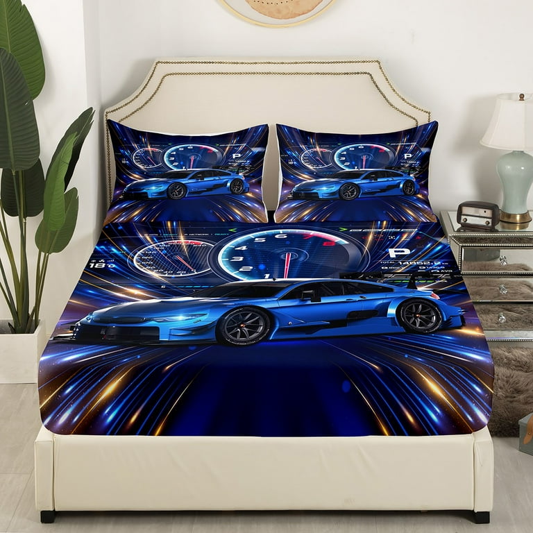 Fitted Sheet Race Car Bed Set Kids Racing Car Duvet Cover Set
