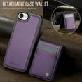 thumbnail image 6 of Magnetic 2 in 1 Detachable for iPhone 16e, Compatible with Magsafe Case with Card Holder, for Women Men PU Leather RFID Blocking Flip Kickstand Credit Slots for iPhone 16e, Purple, 6 of 11