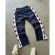 thumbnail image 5 of Pantalones holgados y rectos con diseño de rayas laterales y letras estéticas Y2K con cremallera para mujer, pantalones deportivos casuales de moda urbana para parejas, 5 of 5