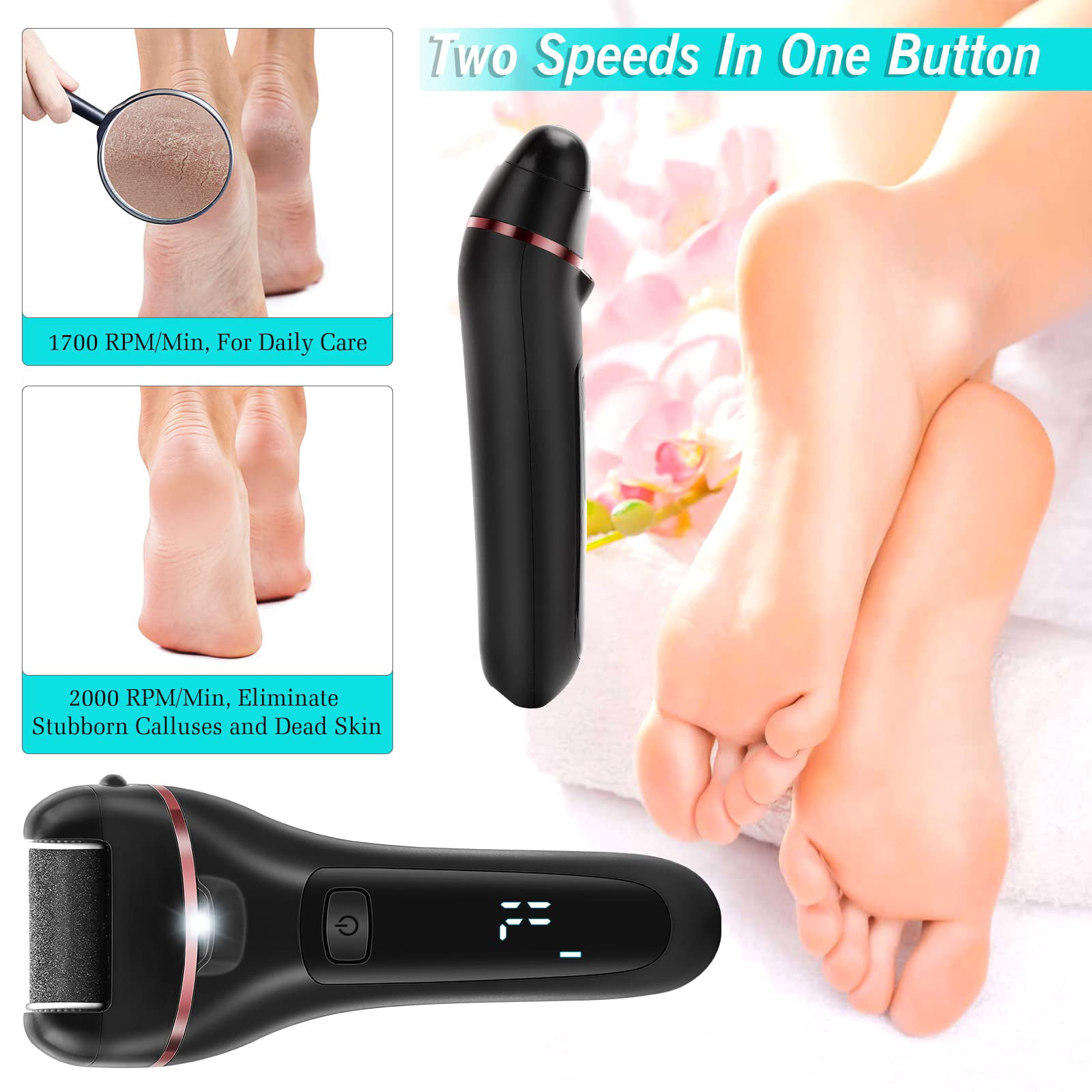 1pc Battery Operated Electric Foot File Dead Skin Remover Callus Remover  Foot Scrubber For Baby Soft Feet