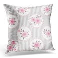 thumbnail image 1 of BSDHOME Gray Abstract Floral Striped Shabby Chic Style Pattern with Pink Roses White Bloom Pillow Case Pillow Cover 20x20 inch, 1 of 1