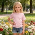 thumbnail image 2 of Gunia Solid Color T Shirts For Toddler Girls Size 2-3 Years Short Sleeve Crew Neck Light Pink Ruffled Tops Infant Girls Summer Breathable Tees, 2 of 7