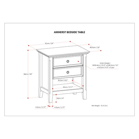 Simpli Home - Amherst Bedside Table - Light Golden Brown