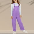 thumbnail image 6 of CPNG Girls Overalls Kids Casual Sleeveless Wide Leg Jumpsuit Pure Cotton Solid Color Loose Rompers(Purple,13-14 Years), 6 of 7
