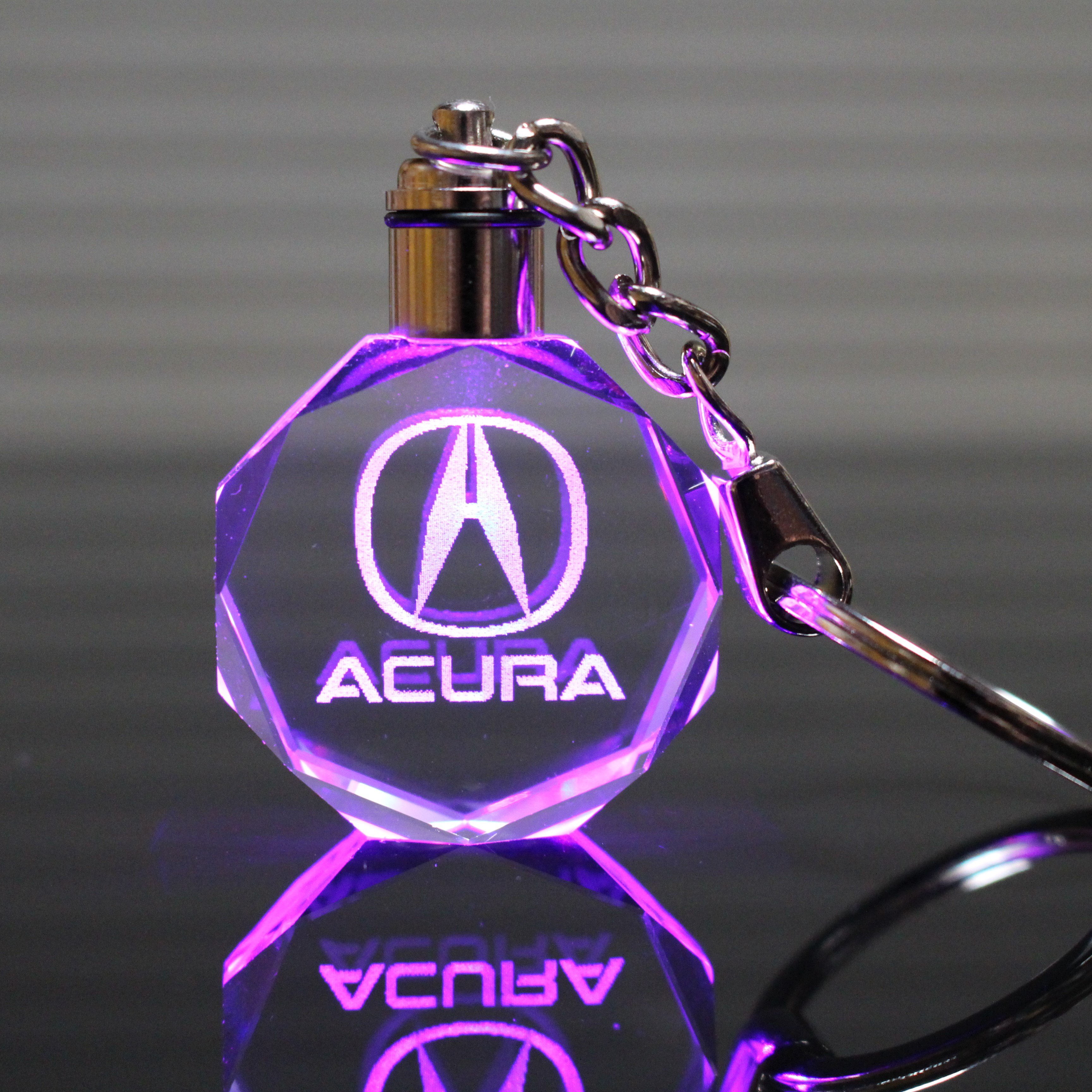 Laser Engraved Crystal Car Keychain LED Light Wall Hanging Rings With Box 