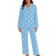 thumbnail image 2 of Blmnix Womens Sleepwear Bamboo Pajamas Button Up Pajamas Sleepwear Sets Pjs Straight-Leg Collared Blue Long Sleeve Full Fall Pajamas Women,S, 2 of 8