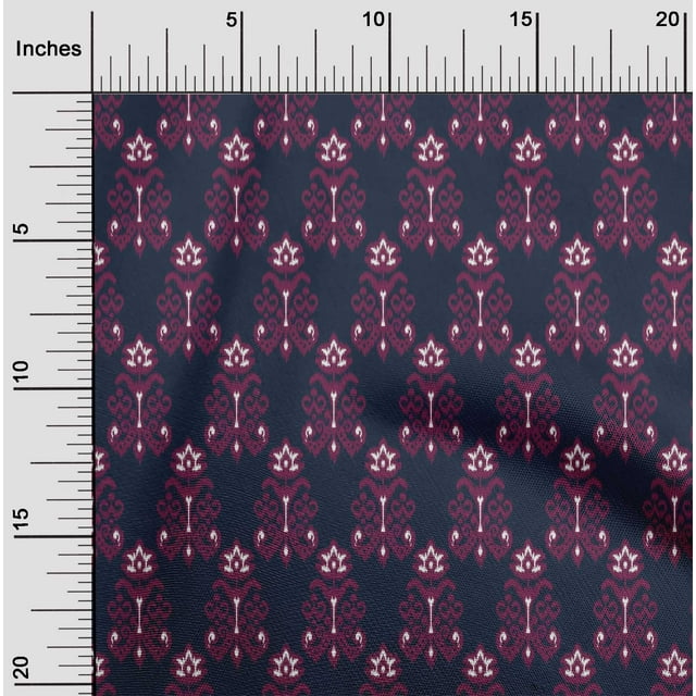 oneOone Silk Tabby Fabric Floral Ikat Printed Fabric 1 Yard 42 Inch Wide