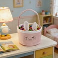 thumbnail image 6 of Easter Bunny Ear Basket - Cute Egg & Gift Storage Bag For Easter Hunts & Parties, Durable Reusable Design, Perfect Easter Decorations & Year of The Horse Festive Essential, 9*5.5in, Pink, 6 of 6